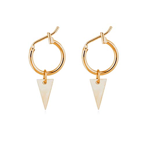 Preisvergleich Produktbild Faliya Einfache Anhänger-Ohrringe, einfache geometrische Kreise Kreolen Ohrringe mit kleinen Dreieck-Anhänger Ohrringe Modeschmuck Ohrringe für Frauen Mädchen Geschenke Siehe Produktbeschreibung gold