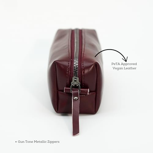 Image of VISMIINTREND Large Capacity Pencil Case Pouch - Cute Aesthetic Zipper Case for Pens, Portable Office Stationery, Makeup Bag, Desk Organizer for School, College, Adults, Women & Men (Wine)