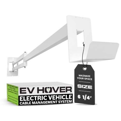 EV Charging Cable Holder 6 &frac14; ft Extendable Arm Wall Mount No Holster White