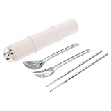 UTHCLO Utensilios Portátiles con Estuche Reutilizable Incluye Cuchara Tenedor y Palillos de Acero Inoxidable Vajilla Multifuncional para Camping Picnic y Viaje
