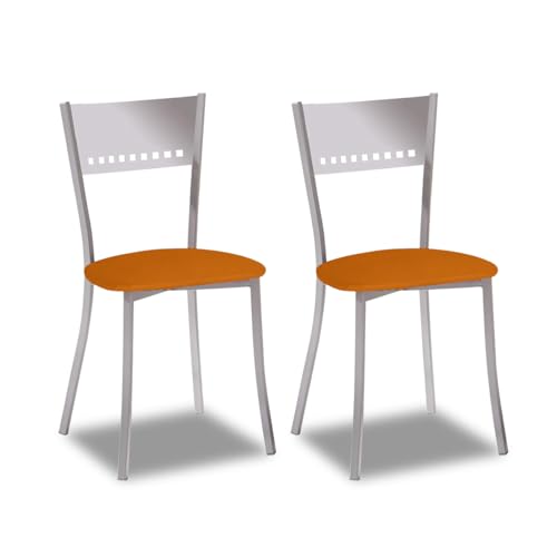 2 Sillas metálicas con respaldo de escalera y asiento...