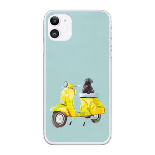 ブレインズ iPhone Air 対応 ハード ケース カバー クロ パグ ミントグリーン NoA ベスパ グッズ 子犬 犬 動物 イヌ デザイナー イラスト 可愛い 綺麗 エアー スマホケース アイフォン アイホン 国産 個性的 ユニーク プラスチック