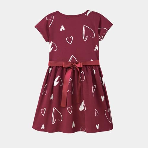 Image of Nap Chief Girls Printed Round Neck Fit & Flare Dress | Cotton Knee Length Half Sleeve Girls Summer Dress for Casual Wear