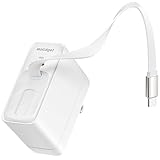 【巻き取り式の内蔵ケーブル】絡まりやすい充電ケーブルの悩みを解決する、便利な巻き取り式Type-Cケーブルをアダプターに内蔵しています。ケーブルは必要な長さまで自由に引き出せ、使わない時は自動で巻き取るので収納も簡単です。最長約80cmまで伸びるケーブルをアダプターと一体型にすることで、持ち運びも便利。カバンの中もスッキリと整理できます。仕事場や寝室など、様々な場所で活躍します。 【GaN採用の高出力で急速に充電】次世代半導体GaN（窒化ガリウム）技術を採用した本製品は、そのコンパクトなボディか...