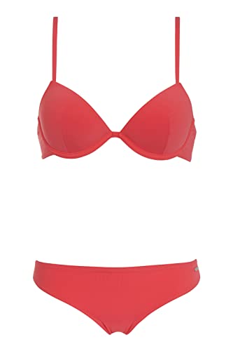 Emporio Armani Women's Standard Logo Lover Sculpture Brief Bikini, Coral, Medium #TOP1