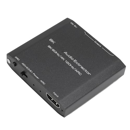 HDMI Audio Extractor, HDMI to Optical SPDIF + 3.5mm AUX Audio Converter Adapter Splitter Support 8K@60Hz, 4K@120Hz, EDID Setting, Support HDCP Digital DTS 5.1 LPCM2.0