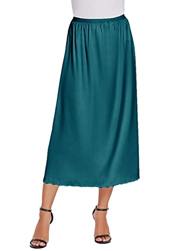 Avidlove Long Half Slips for Women Satin Skirt Slip Lace Long Underskirt Blue Green XX-Large