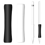2PCS Pencil Grip for Apple Pencil 1st and 2nd Generation, Silicone Pencils Pro Grip Protective Cover Compatible with iPad iPencil Stylus Pen, Case Sleeve, Ergonomic Design Sleeve (White & Black)