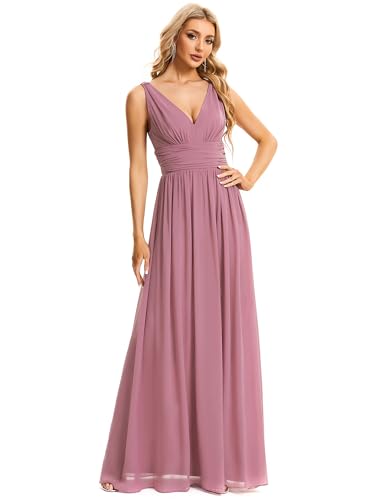 Image of Ever-Pretty Womens Bridesmaid Dress V-Neck Sleeveless A Line Chiffon Floor Length Formal Dress 09016