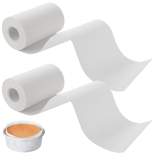 AKOLAFE 2 rollos de papel de horno, 50 m x 10 cm, reutilizables, de silicona, color blanco, papel de horno para forma rectangular, molde para tartas, pizza, queso, pasteles, pan