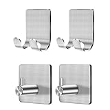 CGBE 4 Packs Shower Hooks for Inside Shower, Self Adhesive Shaver Holder Hanger Hook for Bathroom Damage Free Wall Hooks for Razor Loofah Sponge