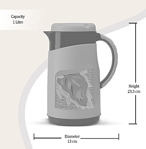 Milton Viva Tuff 1000 Insulated Jug, 1 Litre, Black | Food Grade | Easy Grip | Hot & Cold | Leak Proof | Odour Proof | Light Weight