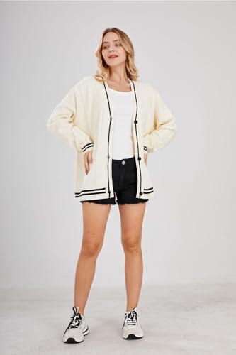 loveimgs Women's Cardigan Open Front Stars Embroideried Cable Knit Sweaters Button Down V Neck Sweater4