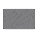 Badematte Rutschfester 40x60cm Harte Diatomite Stein Badematte, Schnelltrocknend Steinmatte Badezimmer, Badvorleger rutschfest Waschbar für Dusche, Badewannen Küche (Grau, Rechteckig)