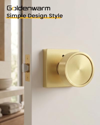Image of Goldenwarm Gold Door Knobs Interior, Privacy Door Knob Zinc Alloy, Brushed Gold Interior Door Knobs for Bedroom Bathroom, 12 Pack