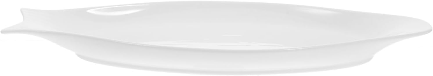 1pc Oval Ceramic Fish Plate Elegant Food Serving Tray for Home Restaurant for Steamed Fish Snacks and Appetizers White Decorative Dish