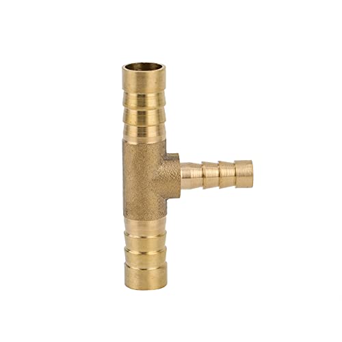 Pysrych Brass Hose Barb Fitting Reducing Tee 5/8 Inch Barbed X 3/8 Inch Barbed X 5/8 Inch Barbed Reducer T-Fitting 2Pcs thumb #2