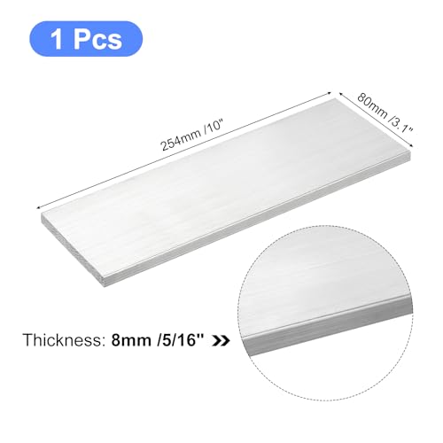 Image of uxcell Square Aluminum Flat Bar, 5 /16 inch Thick 3.1 inch Width 10 inch Length Square Aluminum Bar 6061 Aluminum Flat Plate, 8 x 80 x 254mm T6511 Solid New Mill Stock for Industrial Building