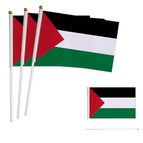Drapeaux palestiniens à main lot de 10 ou 50 pièces sur bâton rond
