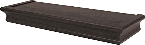 Image of HIGH & MIGHTY 515606-HSU Decorative 18 inch Floating Shelf Holds up to 15lbs, Easy Tool-Free Dry Wall Installation, Beveled, Retail Pack of 2, Espresso