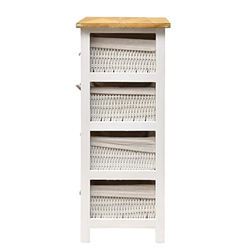 Rebecca Mobili Mehrzweckschrank aus Hoz Weidenkörbe, Badkommode Vintage, mit 8 Schubladen, Weiß, Griff Herzform – Maße: 71 x 51 x P 30 cm (HxLxB) - Art. RE4356