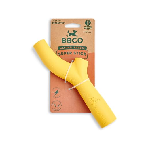 Beco Dog Toy - Natural Rubber Super Stick, Fetch Chew Toy for Dogs - Yellow - Image 2