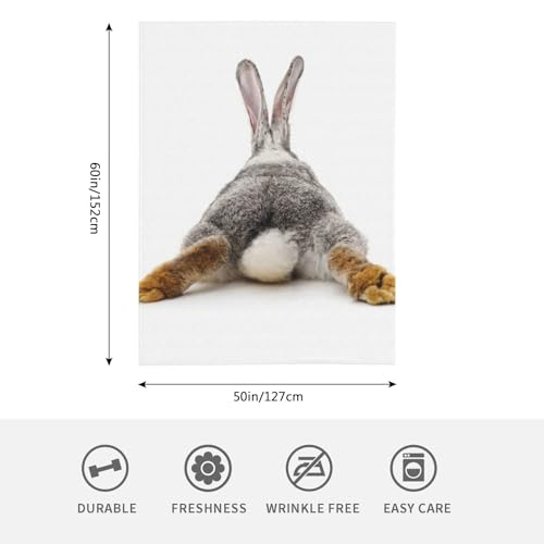 HGOD DESIGNS Grey Rabbit Isolated Blanket Throw Blanket Soft Comfortable for Sofa Chair Bed Office 130x150cm - Image 2