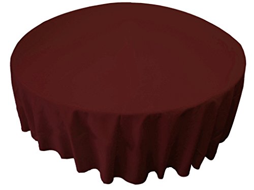 LA Linen Polyester Poplin Washable Round Tablecloth, Stain and Wrinkle Resistant Table Cover 72", Fabric Table Cloth for Dinning, Kitchen, Party, Holiday 72-Inch, Burgundy, (TCpop72R_BurgundyP17)