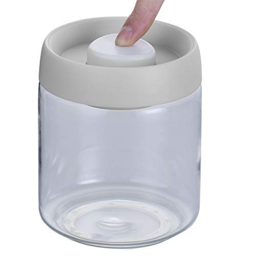 Rhinoglass Press Vacuum-Seal Kitchen Storage Jar Set, Integrated Vacuum Pump Lid, 2-Jar Set, Airtight, Heavy-Duty Borosilicate Containers, Bpa-Free, Ideal For Coffee Beans, Food, Snacks, Fresh Herbs #TOP3