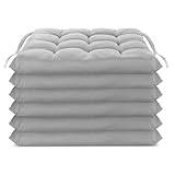 Brandsseller Lot de 6 Coussin de chaise 40x40 cm Coussin d'assise Rembourrage de chaise avec Fixations Décoration pour l'intérieur et l'extérieur piqué   Gris Clair