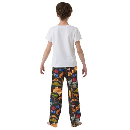 Australia Kangaroo Koala Boys Long Pants Soft Trousers Elastic Waist Kids Lounge Bottoms with Pockets S-XL3