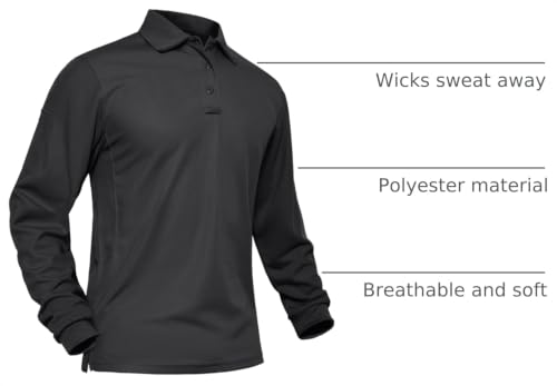 Image of MAGNIVIT Men's Polo Shirts Long Sleeve Quick Dry Performance Shirt Military Tactical Army Combat Polo Shirts