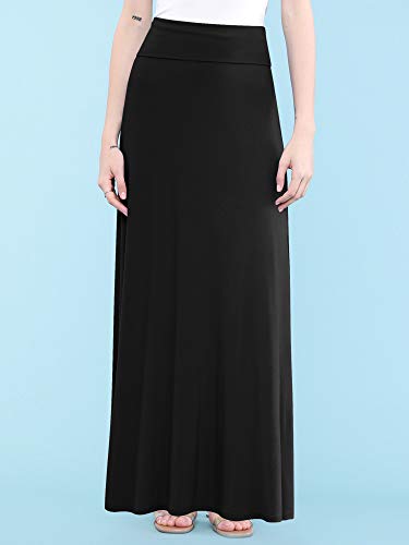 Lock and Love Women's Casual High Waist Solid/Tie Dye Fold Over Flowy Long Maxi Skirt3