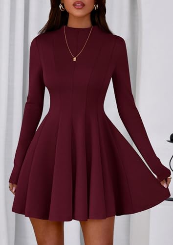 PRETTYGARDEN Fall Dresses for Women Elegant Classy 2025 Casual Long Sleeve Swing A Line Ruffle Short Homecoming Party Dress2