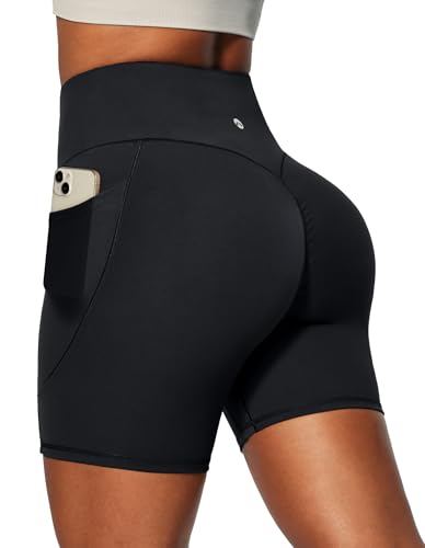 Heathyoga Biker Shorts Women Tummy Control 6' Butt Lifting Workout Shorts with Pockets Compression...