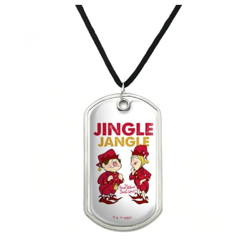 Year Without a Santa Claus Jingle Jangle Military Dog Tag Pendant Necklace with Cord