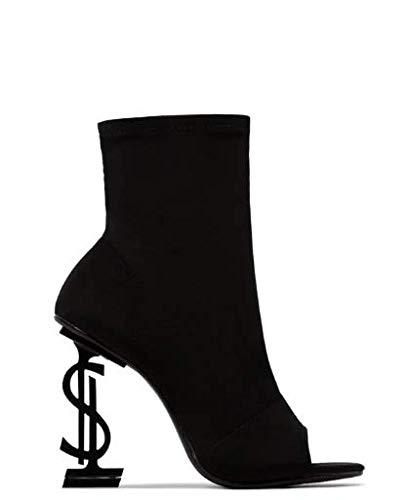 Cape Robbin Infinite All The Riches High Heel Money Sign Emblem $ Heel Open Toe Bootie,Black,8.5