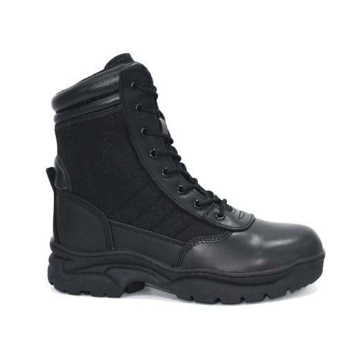 Image of INTAN Mens Military Tactical Work Boots Side Zipper Leather Motorcycle Combat shoes.