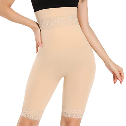 Joyshaper Shapewear Slip Shorts for Women Under Dress Anti Chafing High Waist Panty Underwear Thigh Slimmer Butt Lifter (Beige- Light Control, Small)
