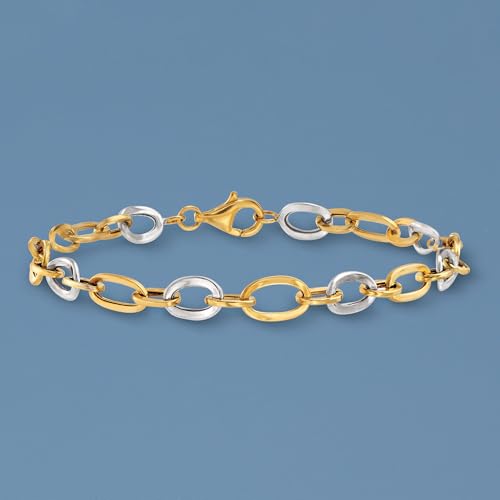Ross-Simons 14kt 2-Tone Gold Oval-Link Bracelet3