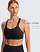 SYROKAN Women's Sports Bra Front Adjustable High Impact Support Padded Wireless Racerback Plus Size Running Bra Black 36D