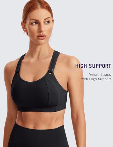 Image of SYROKAN Women's Sports Bra Front Adjustable Padded | High Impact, Racerback, Wireless, Plus Size, Full Coverage, Running Bra