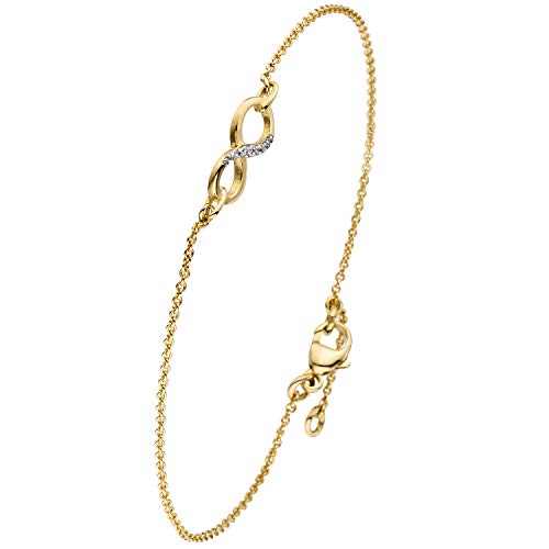 Jobo Damen-Armband Unendlichkeit aus 9 Karat 375 Gold Bicolor mit 7 Zirkonia 19,5 cm