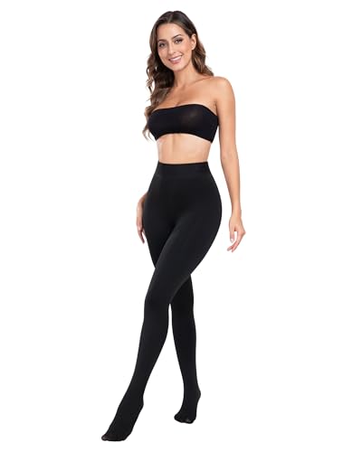 Image of ATHVOTAR Fleece Lined Winter Tights Women - Thermal Warm Opaque Pantyhose Thick Sheer Leggings 1 Black /1 Black /1 Black Medium /Large