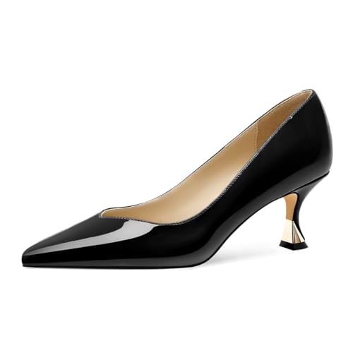 Image of Women Low Kitten Heels Women's Dressy Pumps Pointed Closed Toe Elegant Wedding Pumps Formal Work Office Comfortable Shoes Classic Pumps for Women