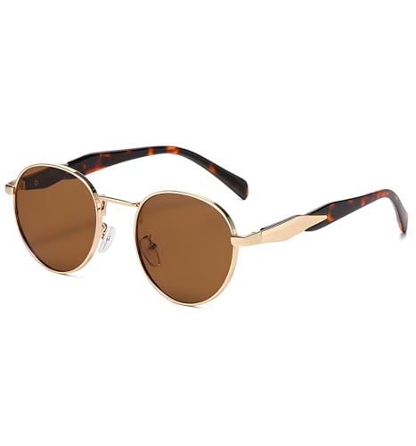 Image of Designer Ellipse Round Sunglasses for Men and Women - UV400 Protected Stylish Branded Goggles for Fashion Casuals Party Driving Travel - Metal Frame Unisex Retro Sun Glasses