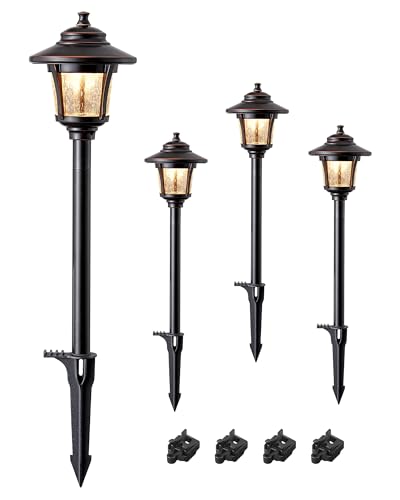 EDISHINE Low Voltage Landscape Lighting, 12V 3W 120LM 3000K Seed Glass Outdoor Landscape Path Lights...