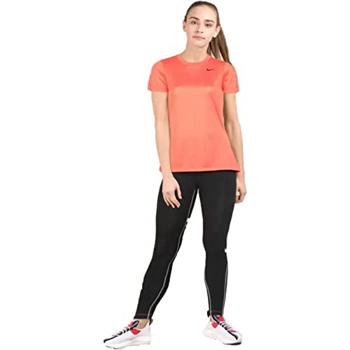 Image of Nike Women Polyester Regular Fit Solid Round Neck Orange T-Shirt