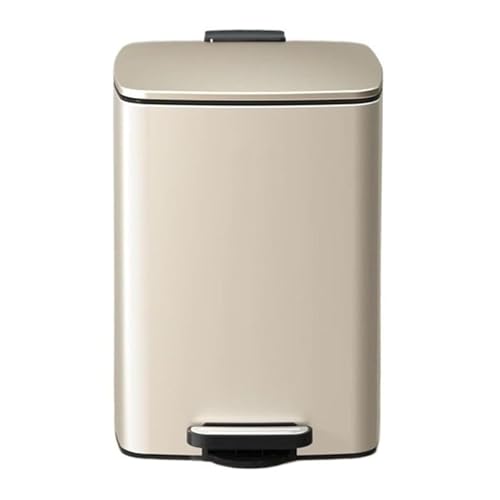 Cubo de basura con tapa - Cubo de basura cuadrado de acero inoxidable cepillado de 20/30 litros con pedal y cubos interiores, con pedal manos libres for el hogar y la oficina.(Cream White,30L)