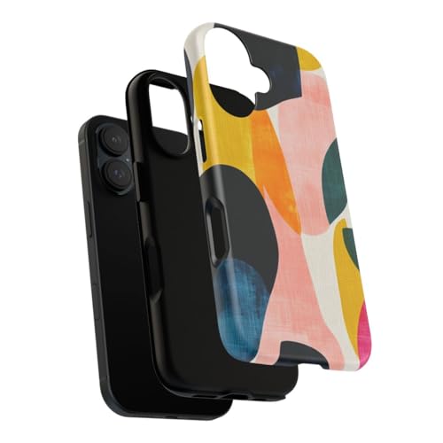 Coque rigide iPhone 16 bleu mat au design abstrait chic